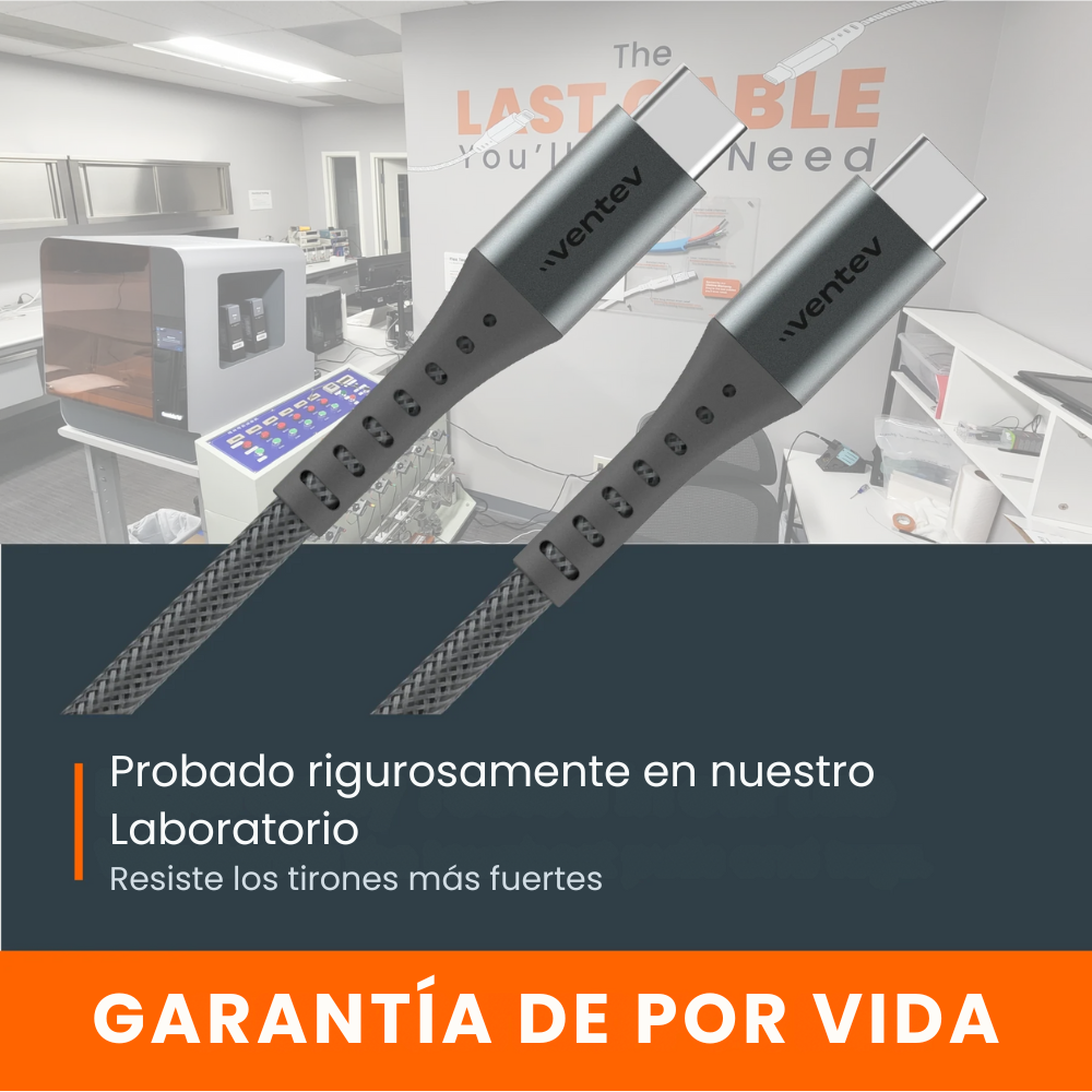Ventev - Cable Alloy USB-C a USB-C de Alta Velocidad Ultra Duradero de 3 metros