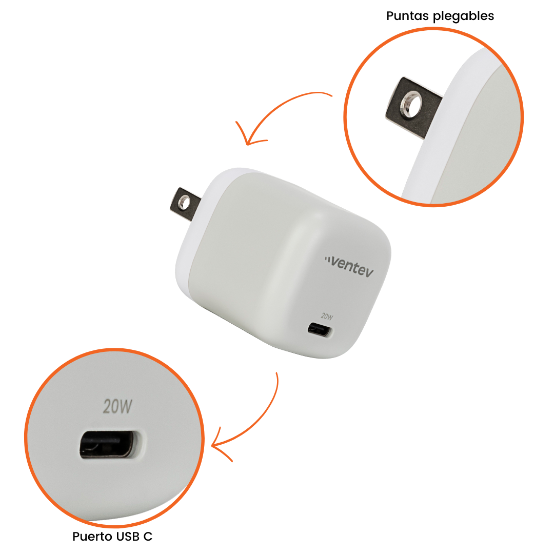 Ventev - Cargador de pared mini de 20W