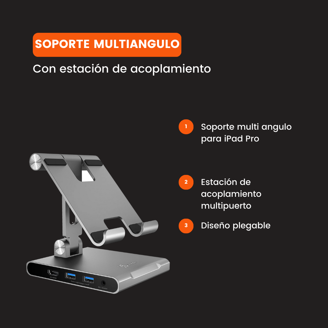 J5 Create - Soporte multiangulo con estación de acoplamiento para iPad Pro®