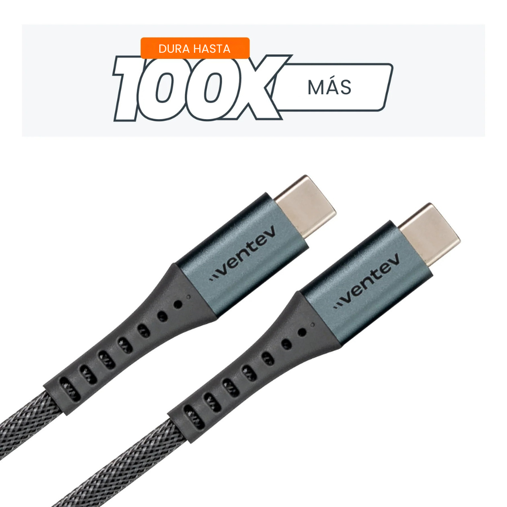 Ventev - Cable Alloy USB-C a USB-C de Alta Velocidad Ultra Duradero de 3 metros