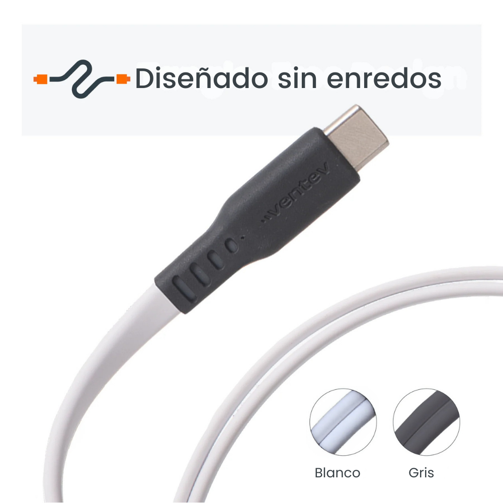 Cable Plano USB-C a USB-C de Alta Velocidad Sin Enredos