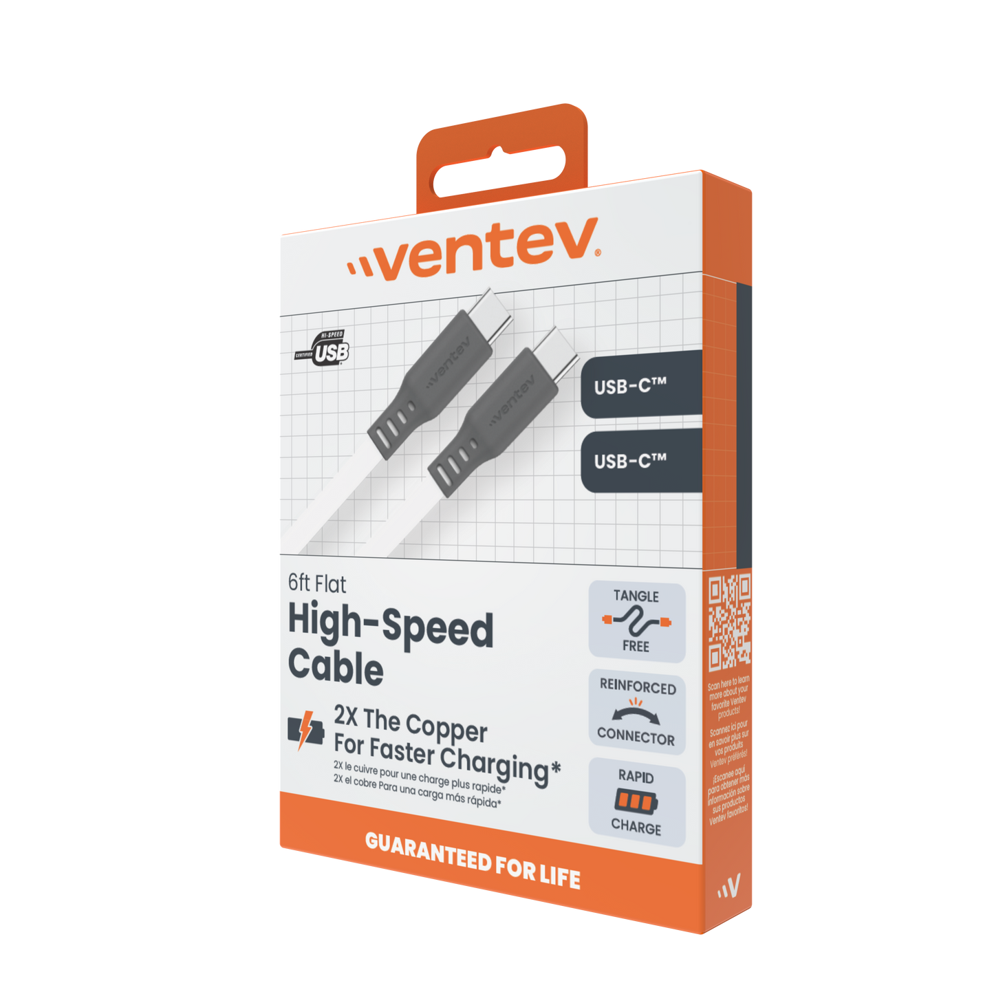 Cable Plano USB-C a USB-C de Alta Velocidad Sin Enredos