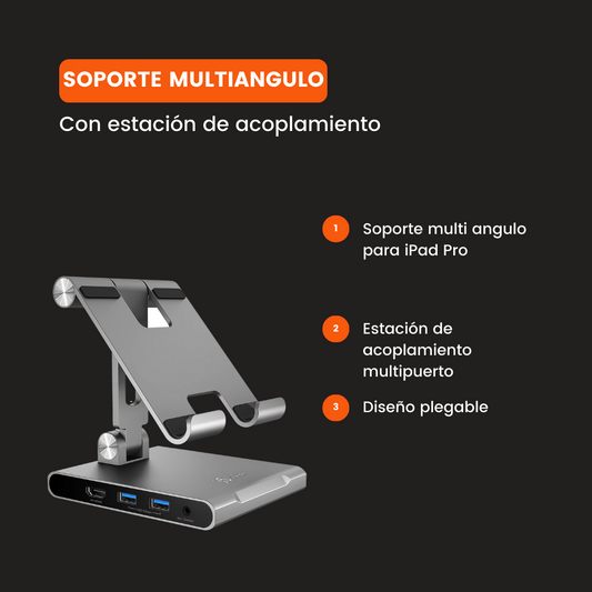 J5 Create - Soporte multiangulo con estación de acoplamiento para iPad Pro®