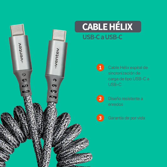 Ventev - Cable Helix USB C a USB C