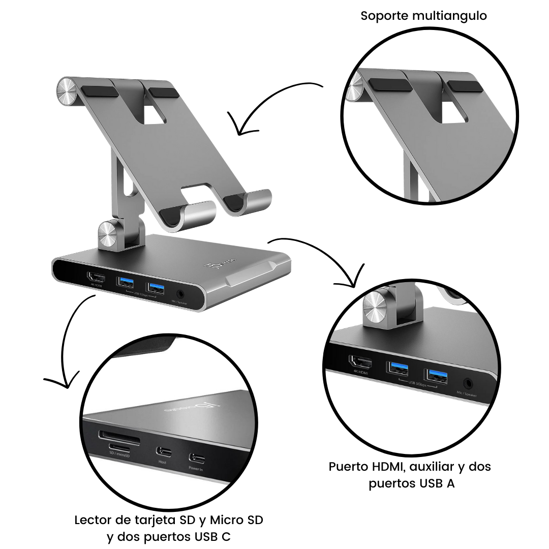 J5 Create - Soporte multiangulo con estación de acoplamiento para iPad Pro®