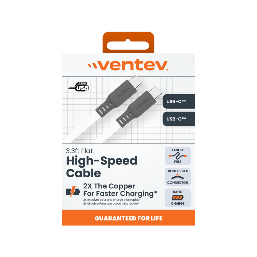 Cable Plano USB-C a USB-C de Alta Velocidad Sin Enredos